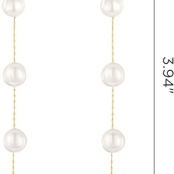 Gold Plated Pearl Drop Earrings Dangle Bridal Prom Jewelry for Women - Picture 8 of 9